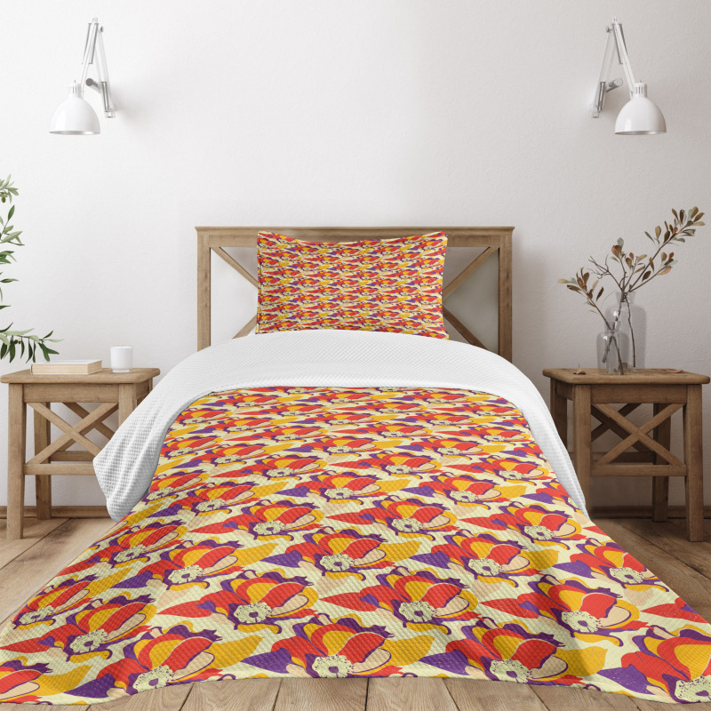 Colorful Poppy Garden Bedspread Set