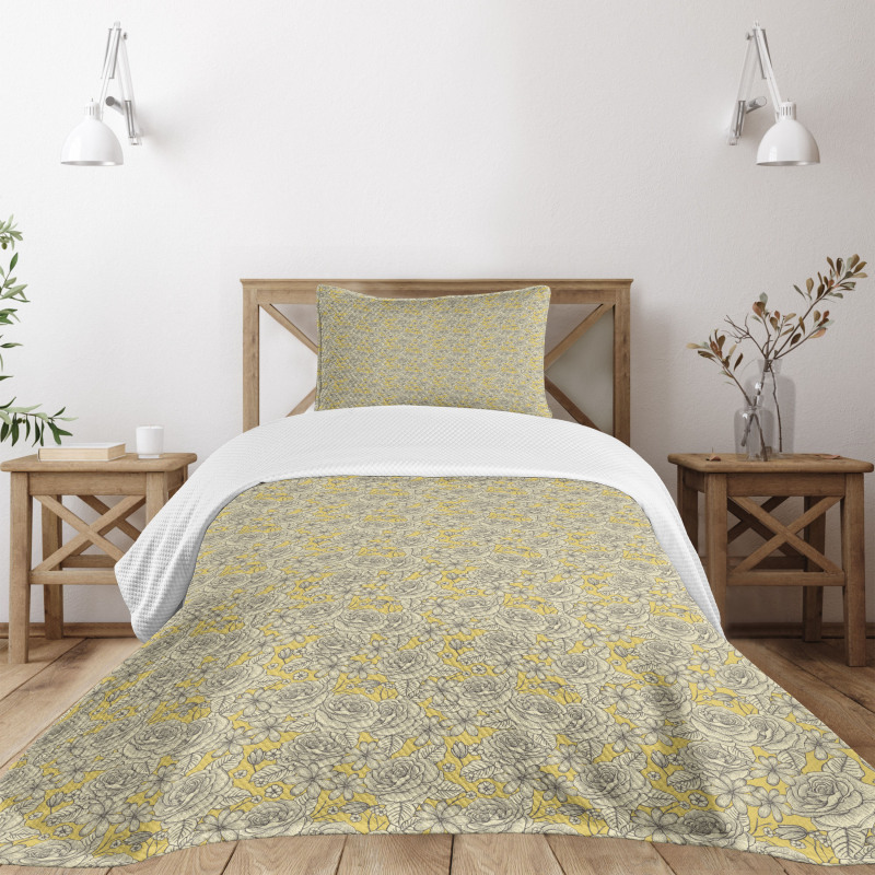 Romantic Blooming Roses Bedspread Set