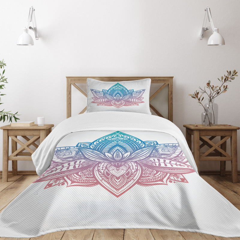 Tribal Boho Lotus Flower Bedspread Set