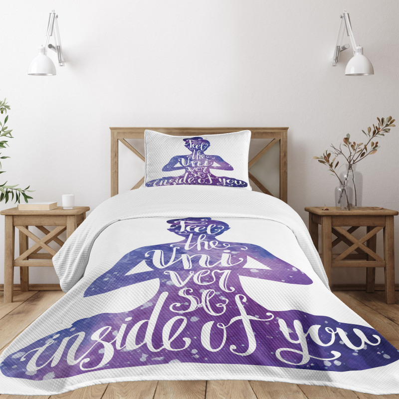 Female Silhouette Words Bedspread Set