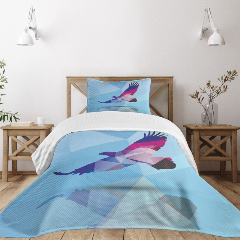 Polygonal Bird Design Bedspread Set