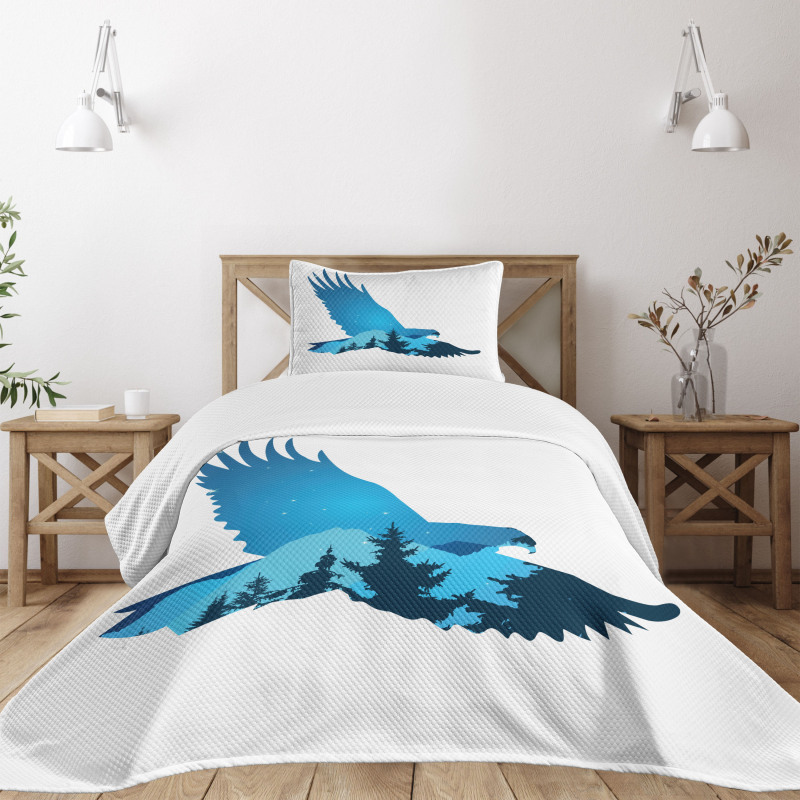 Bird Silhouette Design Bedspread Set