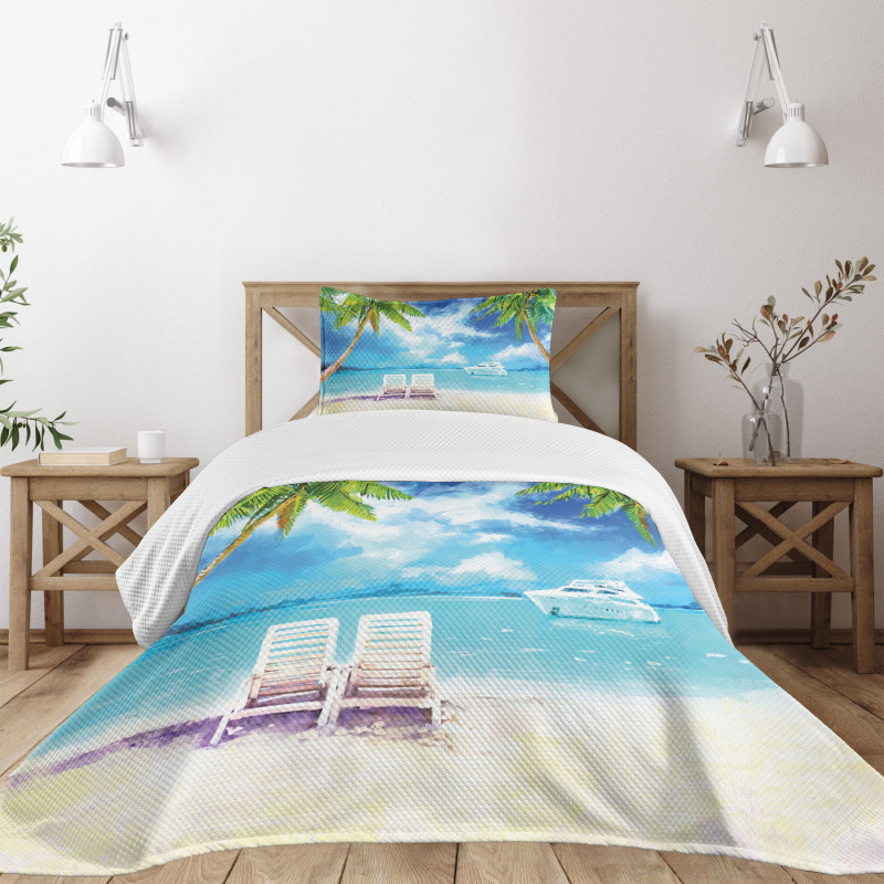Exotic Beach Palms Bedspread Set
