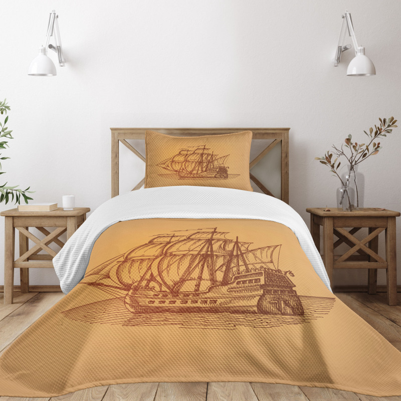 Marine Frigate Art Bedspread Set