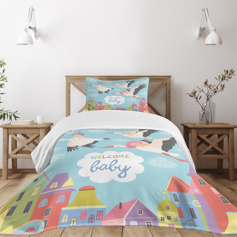 Cartoon Storks Bedspread Set