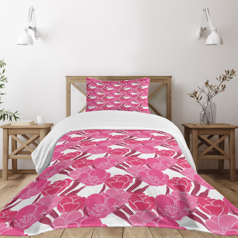 Pink Spring Blossoms Bedspread Set