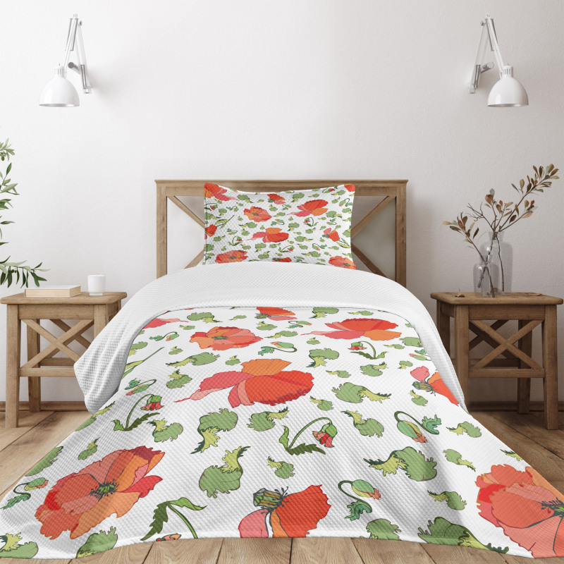 Buds Blossoms Leaves Bedspread Set