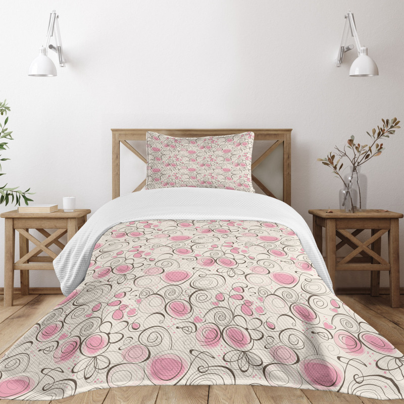 Doodle Swirls and Hearts Bedspread Set