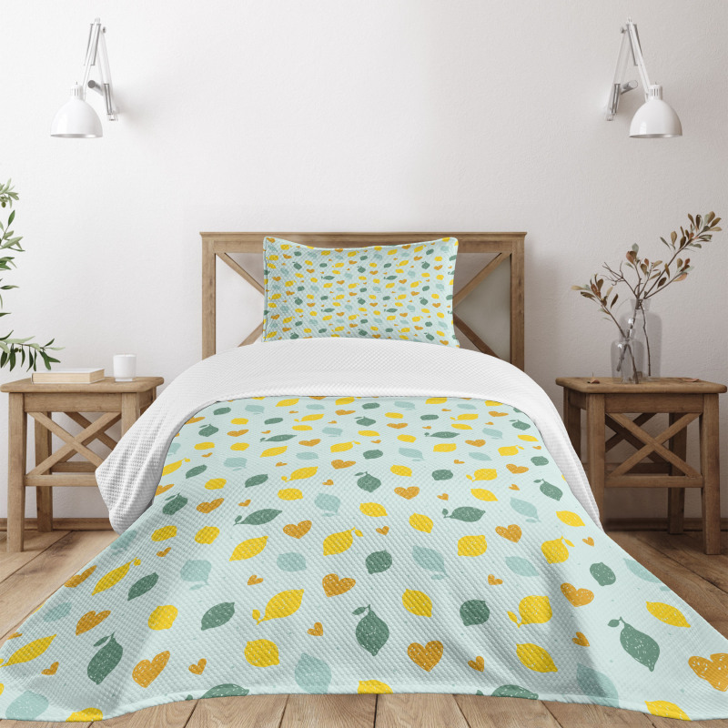 Scribbled Lemon Design Bedspread Set