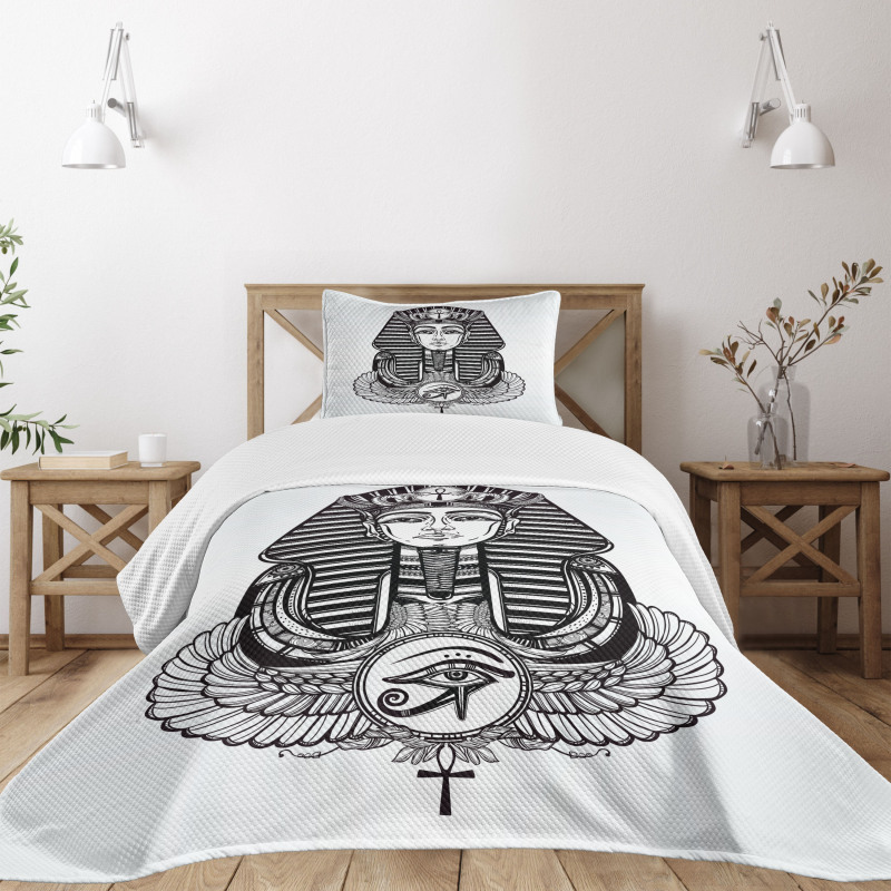 Vintage Pharaoh Tattoo Bedspread Set