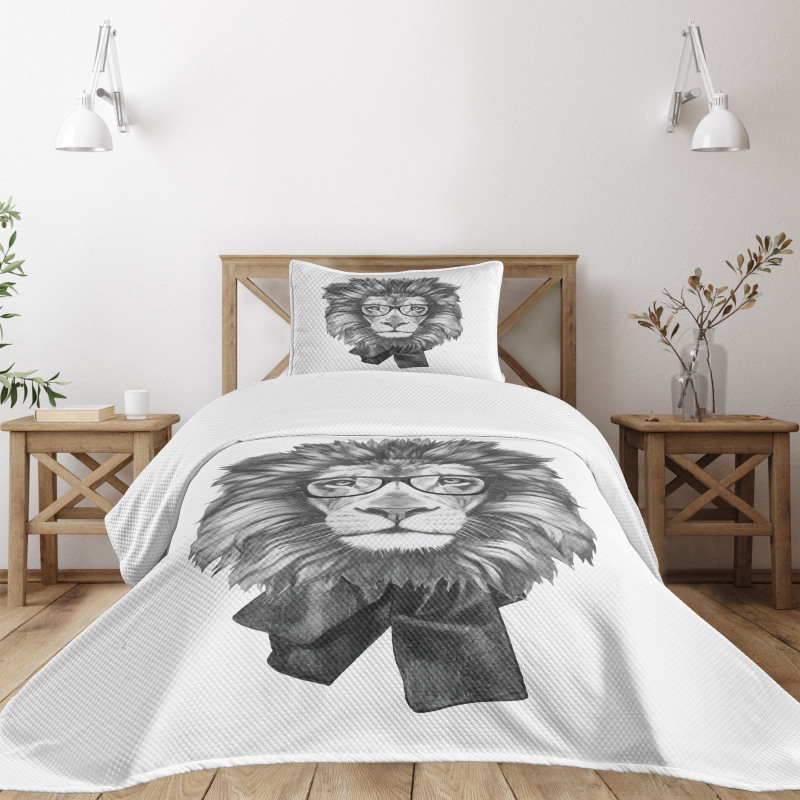 Hipster Animal in Glasses Bedspread Set