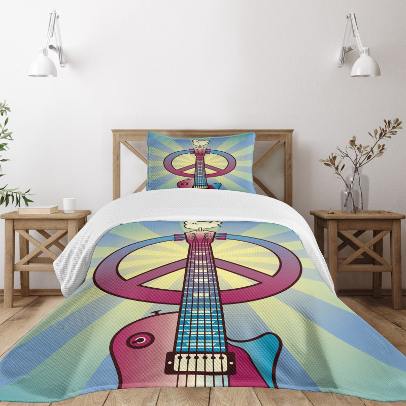 Woodstock Music Theme Bedspread Set