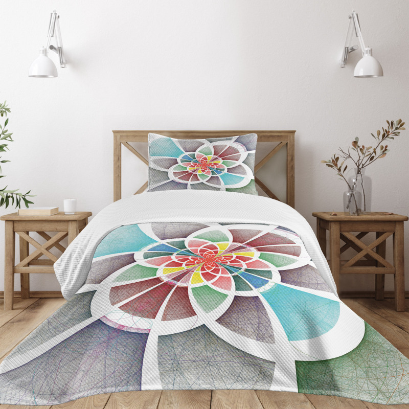 Circles Fractal Lines Bedspread Set