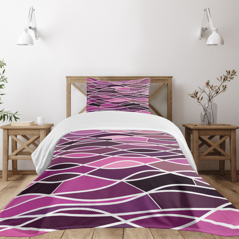 Wavy Stripes and Mosaic Bedspread Set