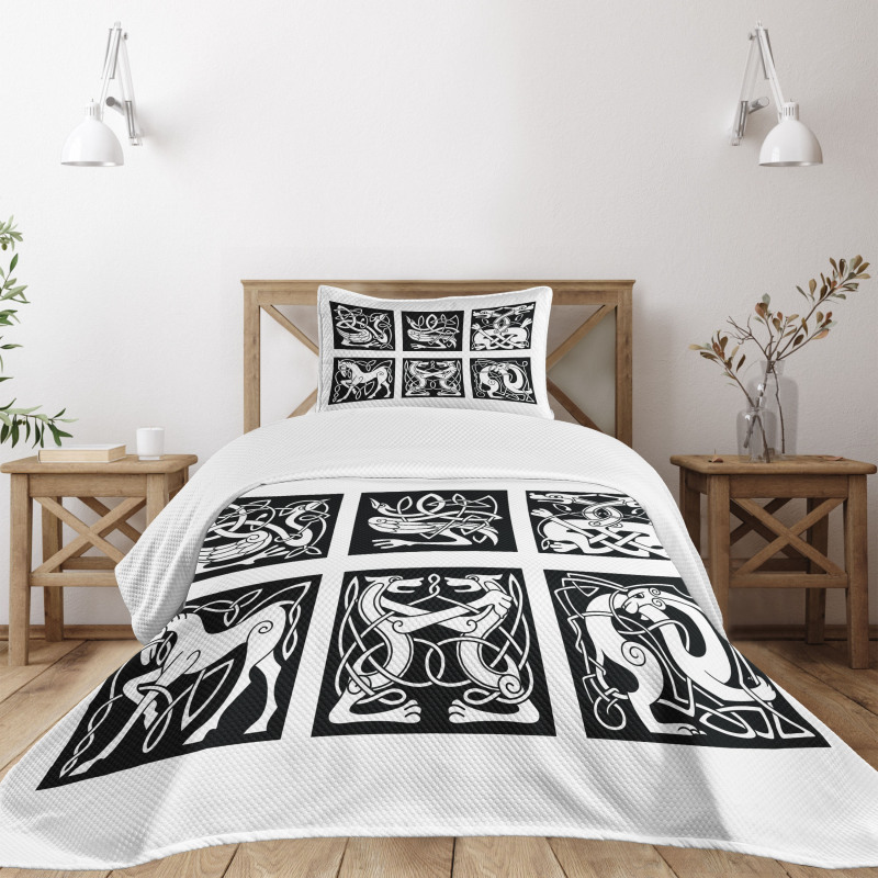 Tribal Abstract Animals Bedspread Set