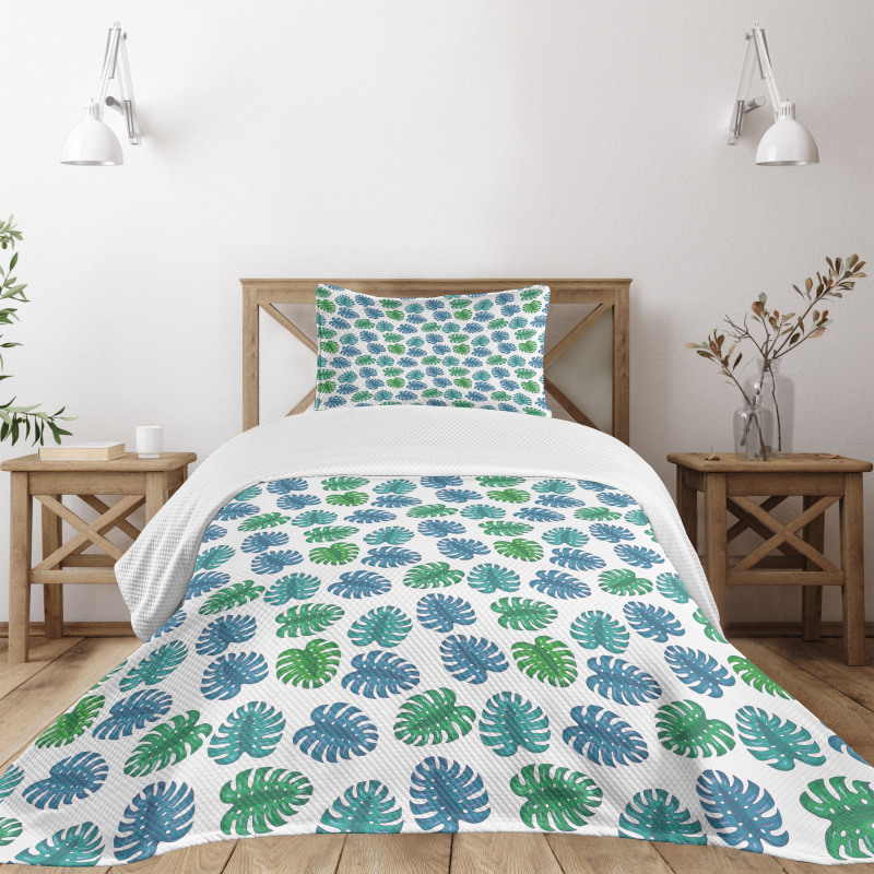 Monstera Leaf Flora Bedspread Set