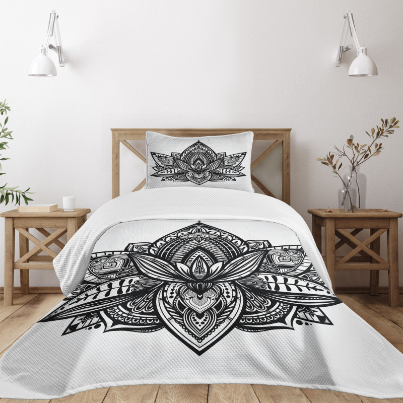 Lotus Flower Tattoo Art Bedspread Set