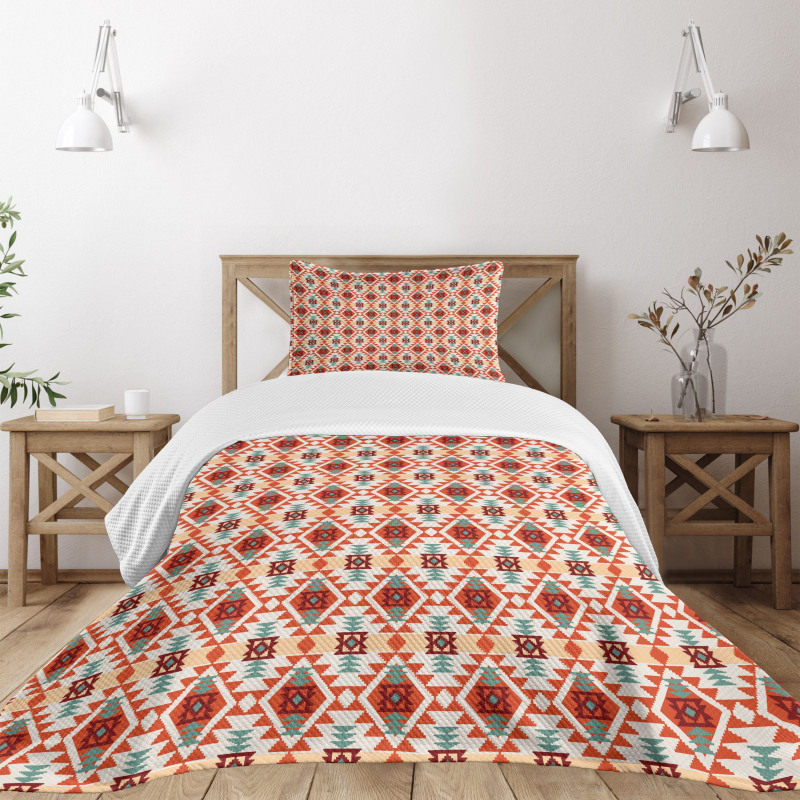 Rhombus Forms Triangles Bedspread Set