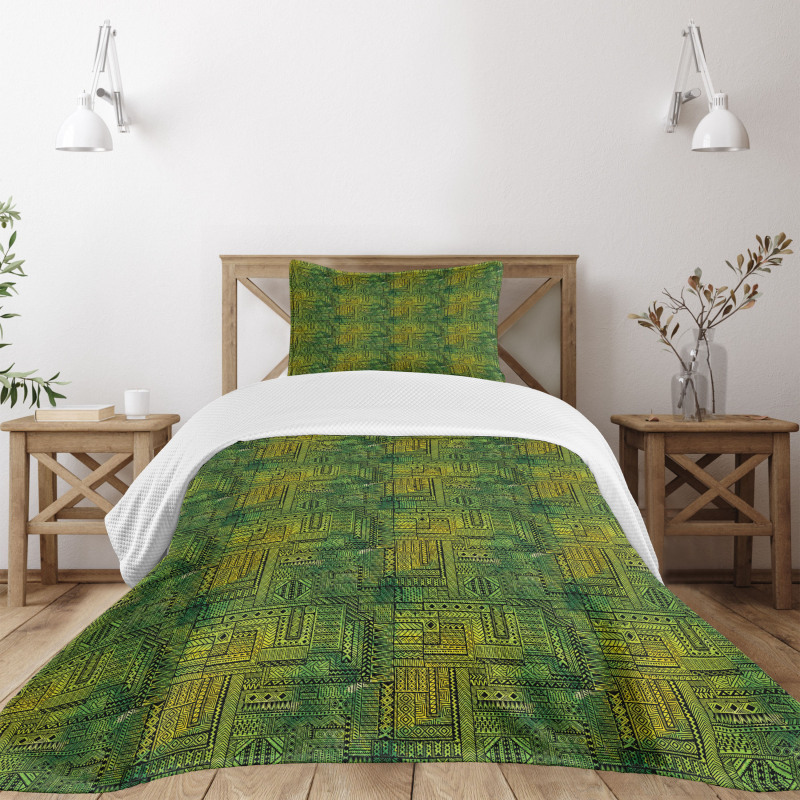 Tribal Style Geometry Bedspread Set