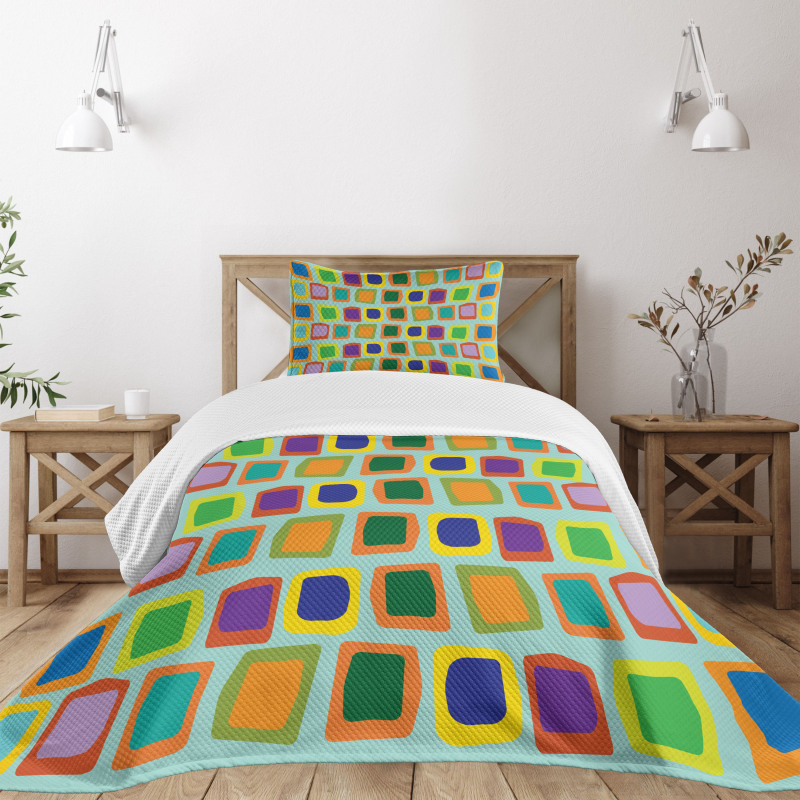 Uneven Rectangles Bedspread Set