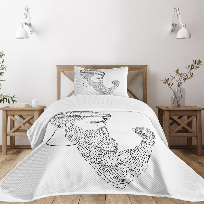 Serious Man Fist Beard Bedspread Set