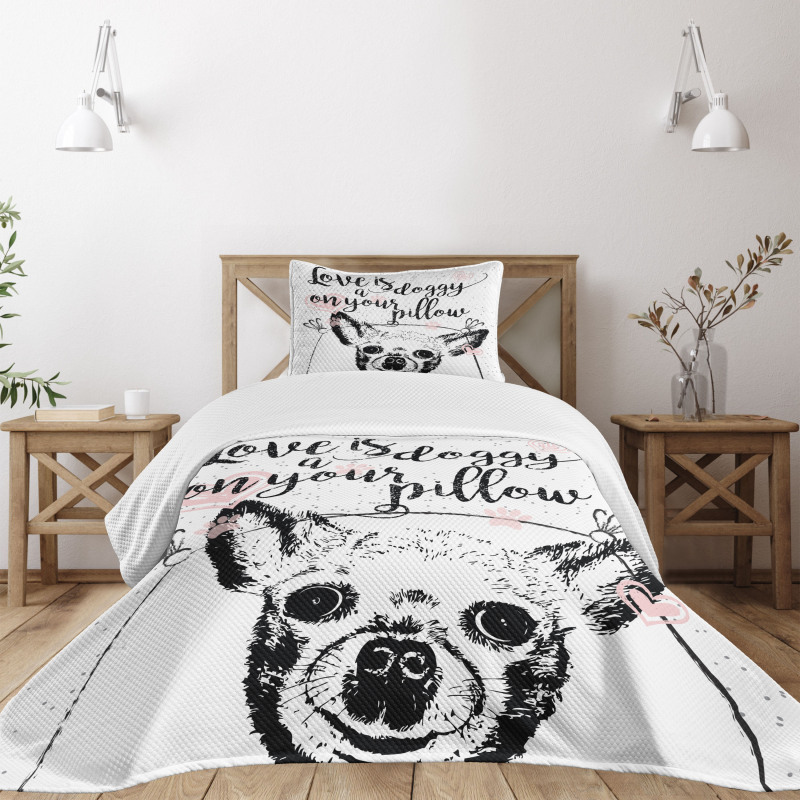 Love Dogs Grungy Bedspread Set