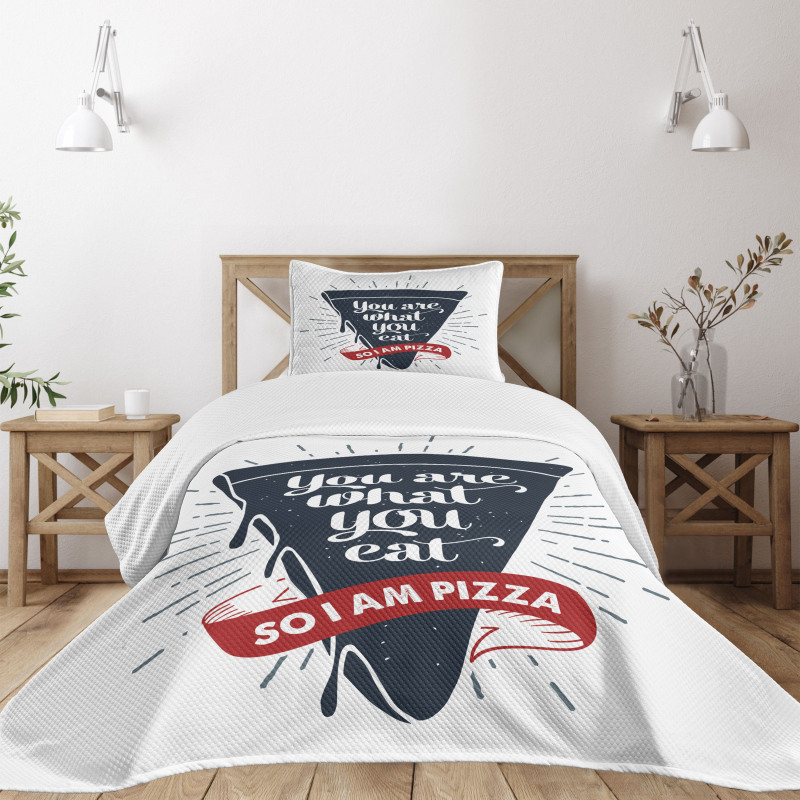 Grunge Pizza Slice Bedspread Set