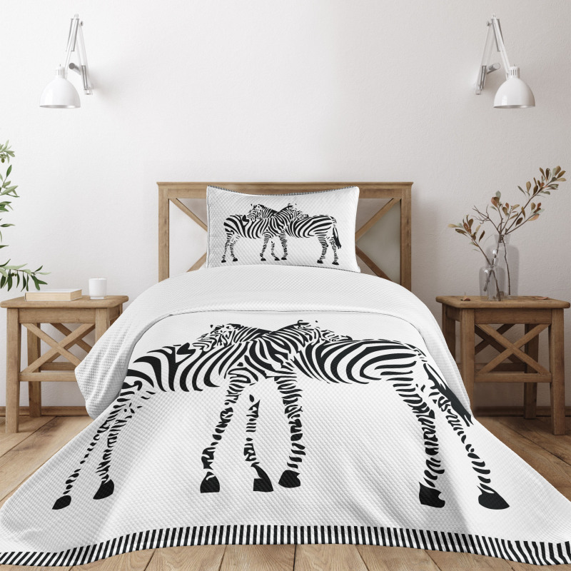 2 Zebras Silhouette Bedspread Set