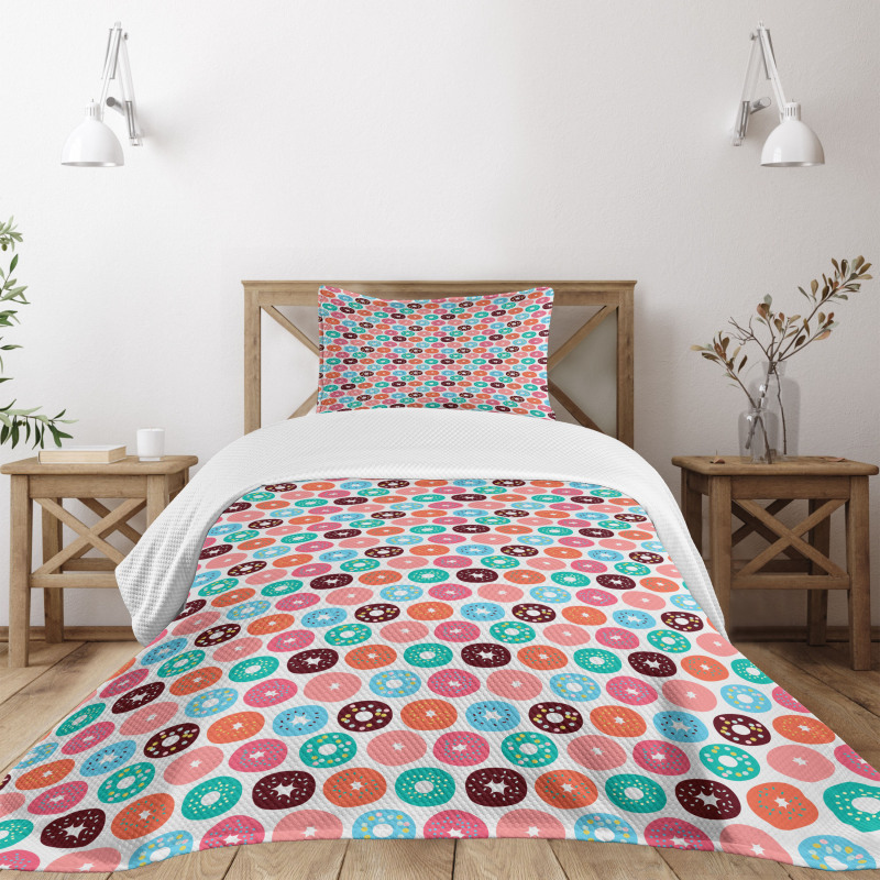 Donut Macaron Dessert Bedspread Set