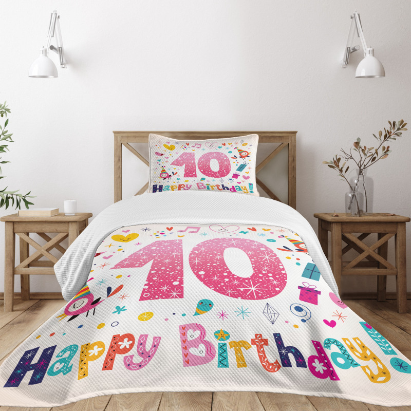 10 Years Kids Birthday Bedspread Set