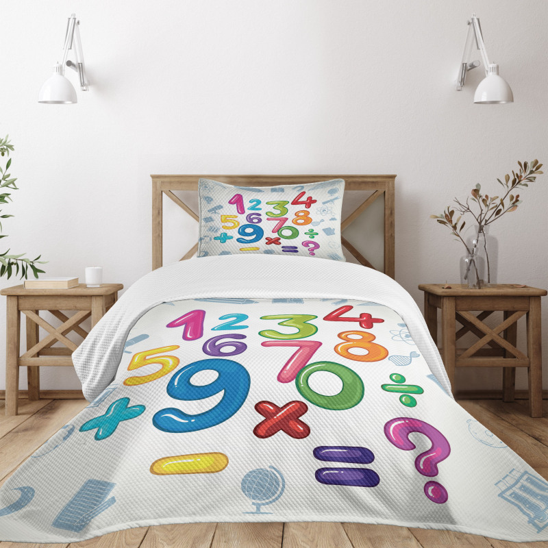 Math Signs Education Bedspread Set