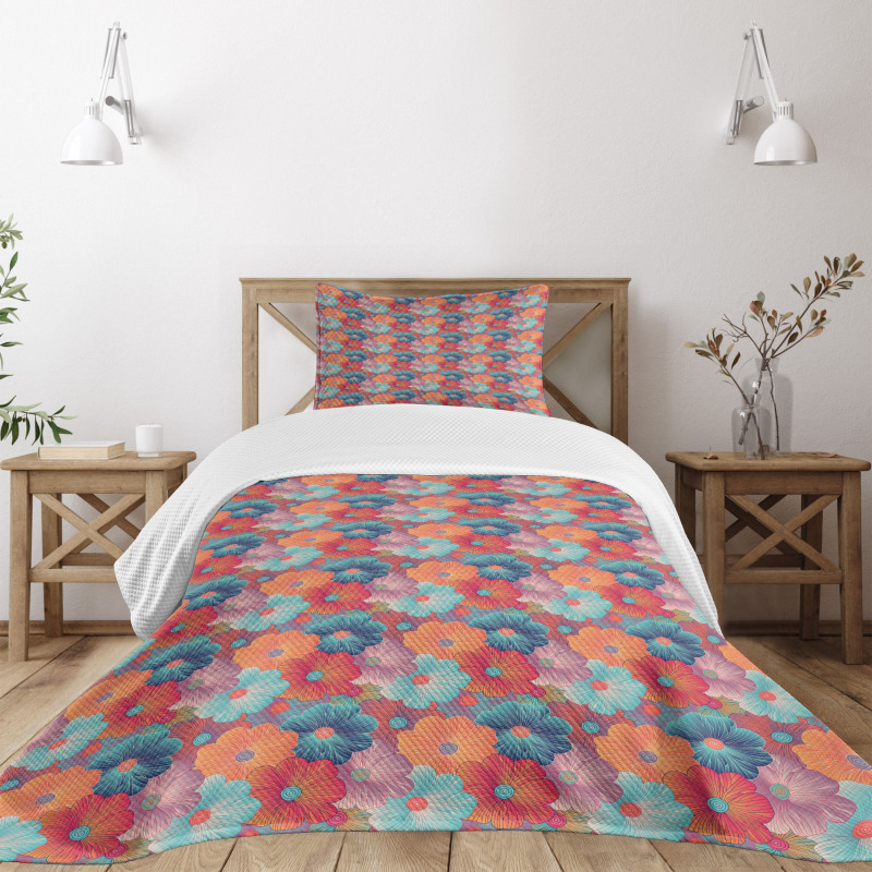 Overlapped Flower Petals Bedspread Set