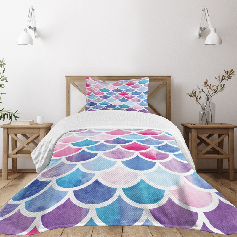 Pastel Mermaid Pattern Bedspread Set