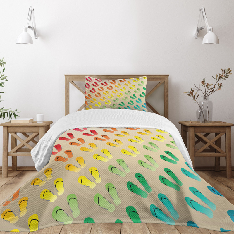 Graded Rainbow Color Bedspread Set