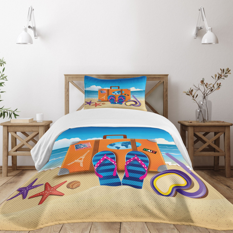 3D Travel Suitcase Bedspread Set