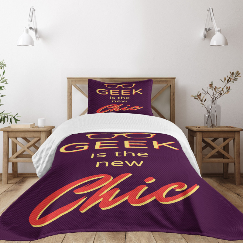 Typography Hipster Words Bedspread Set