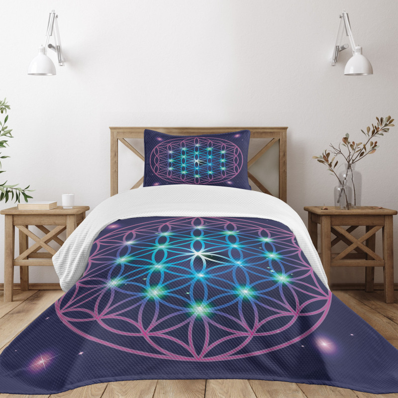 Ombre Flower of Life Bedspread Set