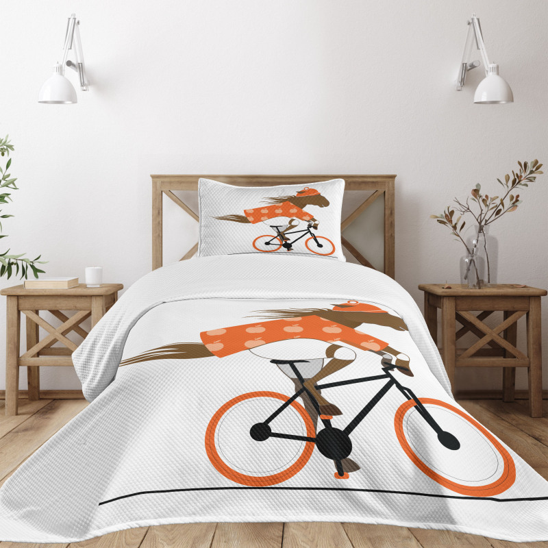 Hipster Horse Riding Bike Bedspread Set