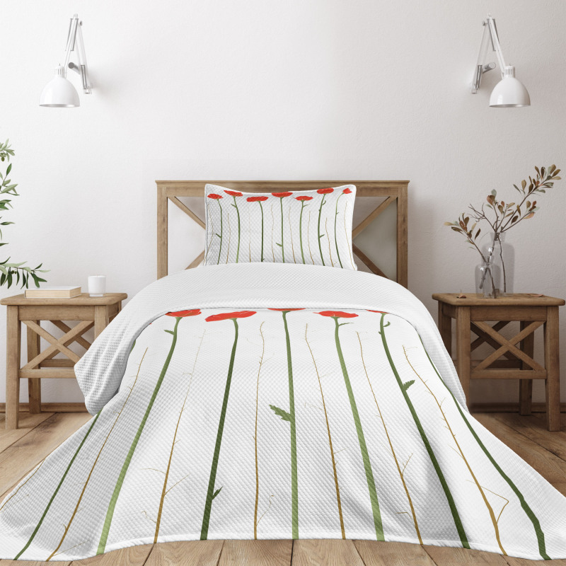 Red Poppies on Spring Bedspread Set