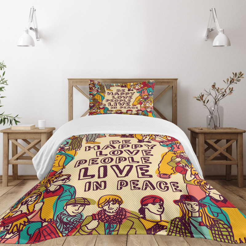 Love Peace Motivational Bedspread Set