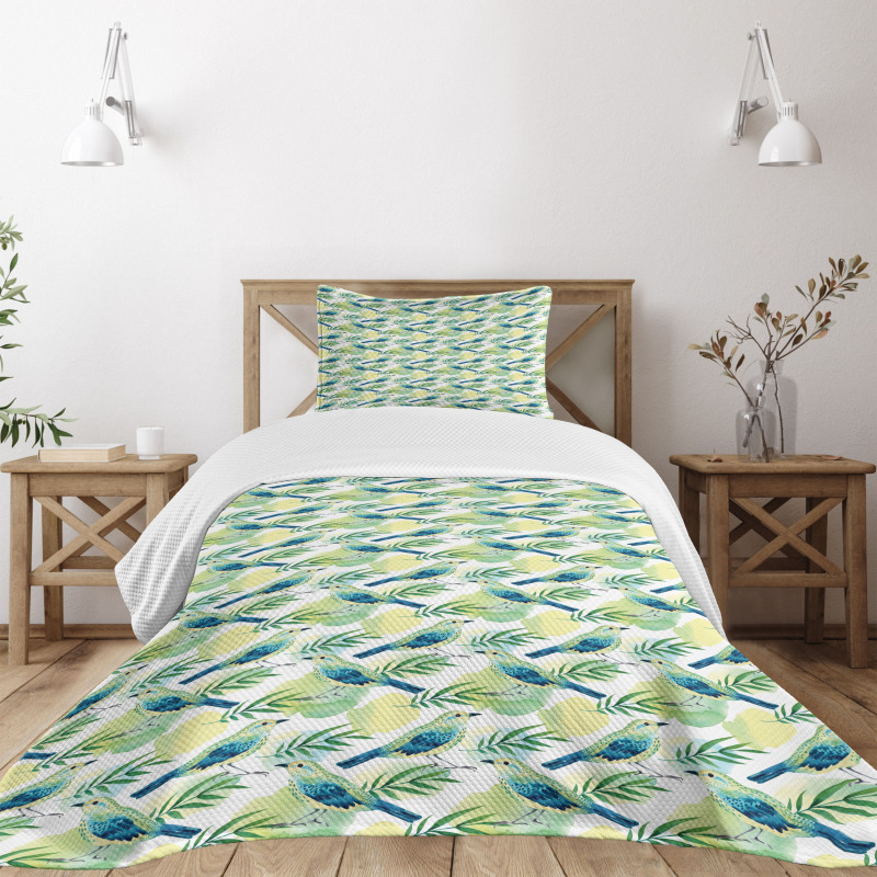 Watercolored Sparrow Bedspread Set