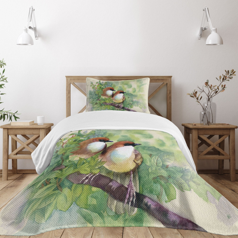 Pair of House Sparrow Bedspread Set
