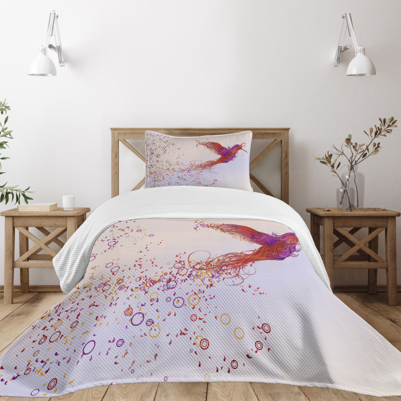 Curly Feather Hummingbird Bedspread Set