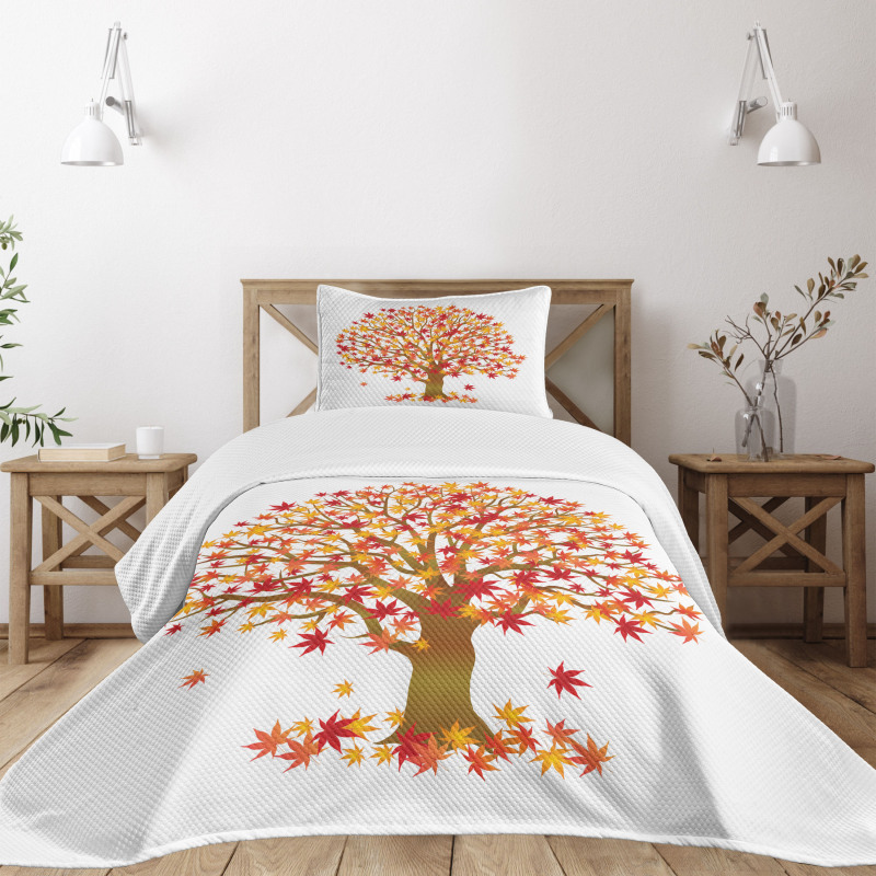 Fall Season MaplevLeaves Bedspread Set