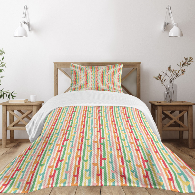 Hearts on Stripes Bedspread Set