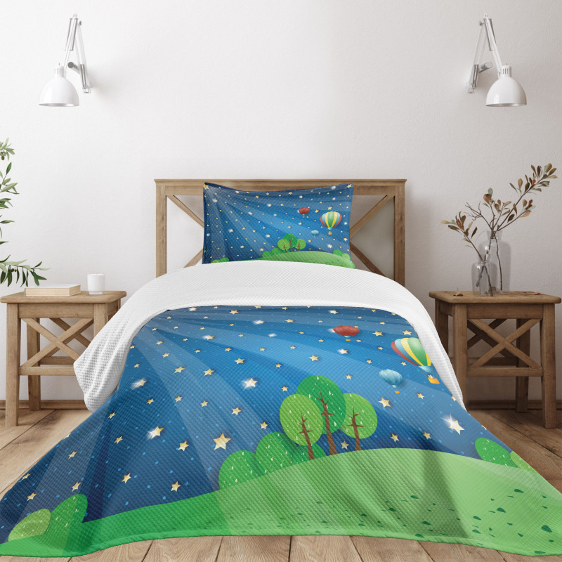 Cartoon Balloons Stars Bedspread Set