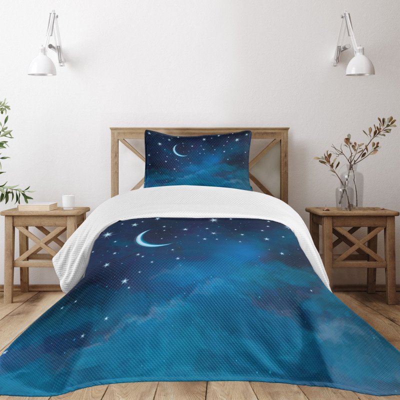 Watercolor Night Sky Bedspread Set