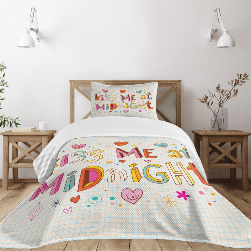 Colorful Letters Words Bedspread Set