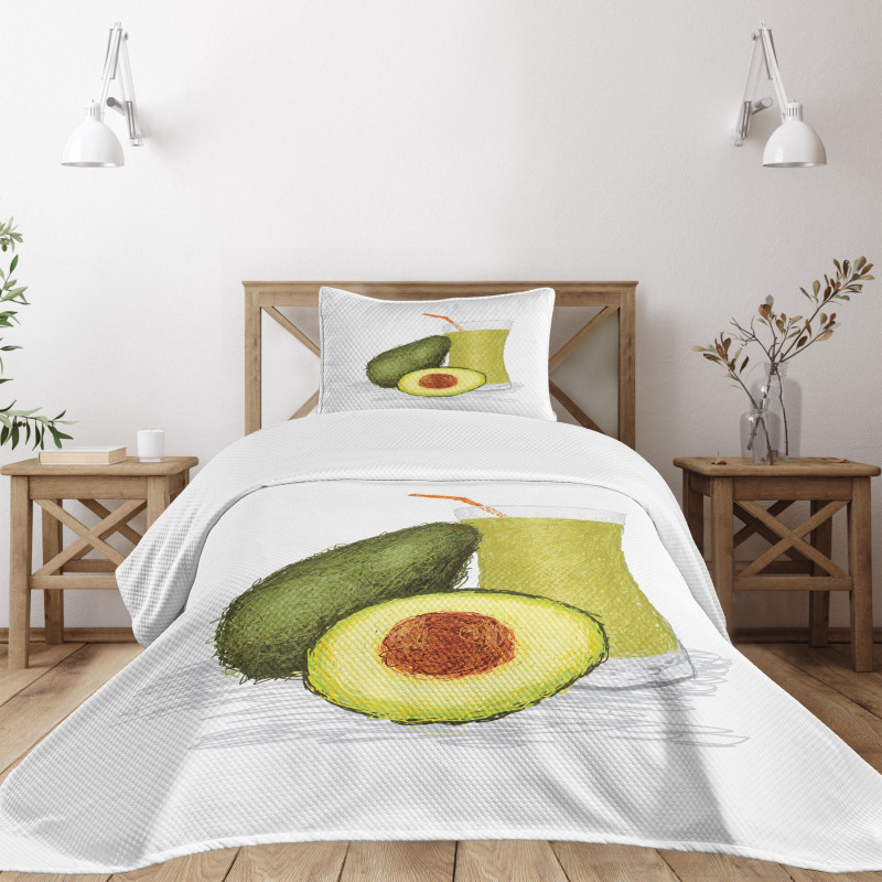 Fresh Avocado Smoothie Bedspread Set