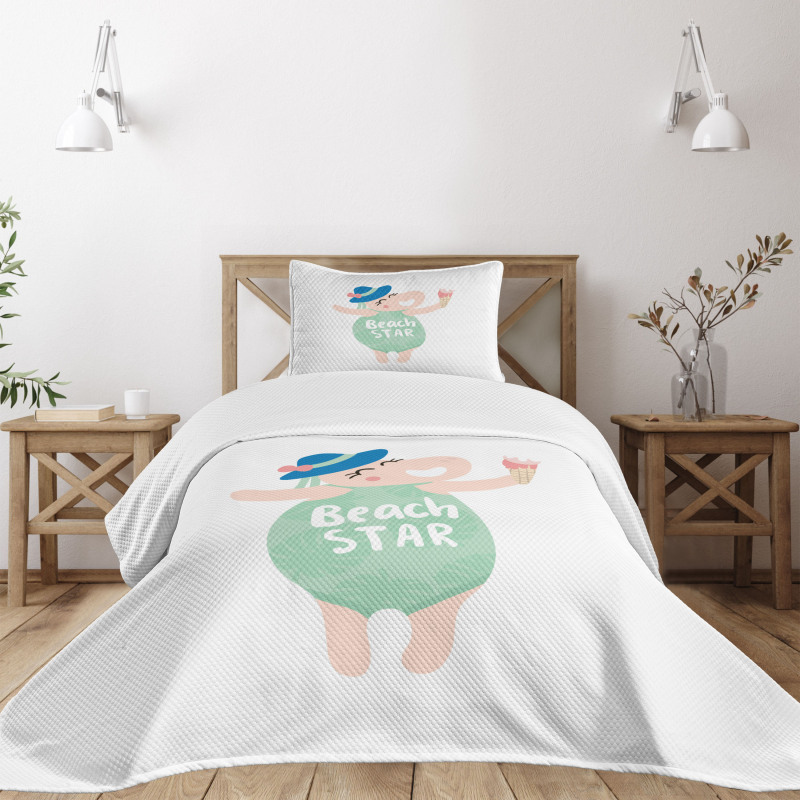 Girl Ice Cream Swimsuit Bedspread Set